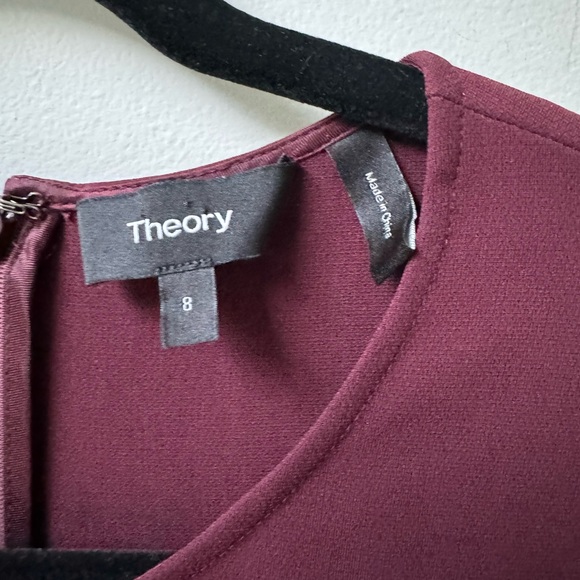 Theory Corset Tee Dress Women 8 Burgundy Short Sleeve Crew Neck - Picture 5 of 5